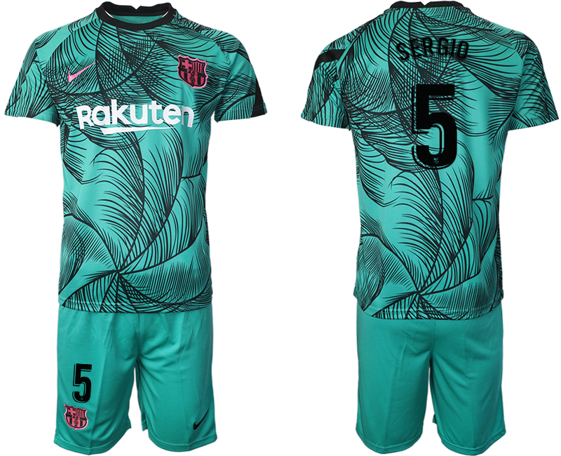 Men 2021 Barcelonagreen training suit #5 soccer jerseys
